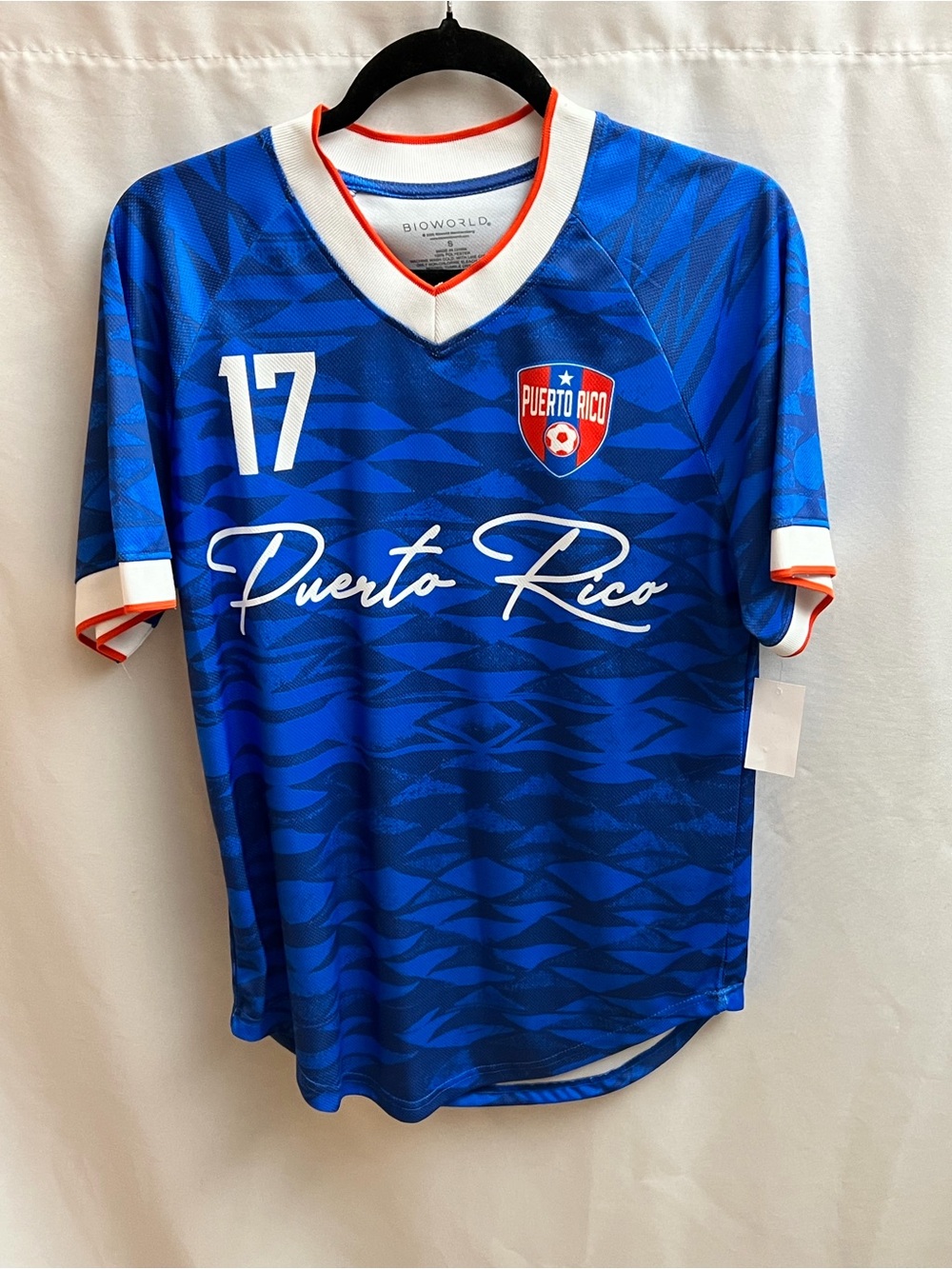 Bioworld Puerto Rico Soccer Jersey Boys Size S Blue #17 NWT Graphic Shirt